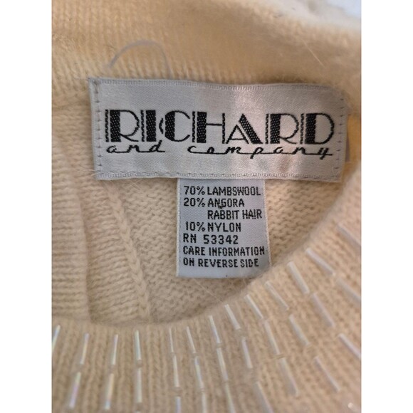Richard & Co. VTG Lambswool Angora 2pc Knit Skirt Sweater Midi Skirt Ivory Sz M - Picture 7 of 8